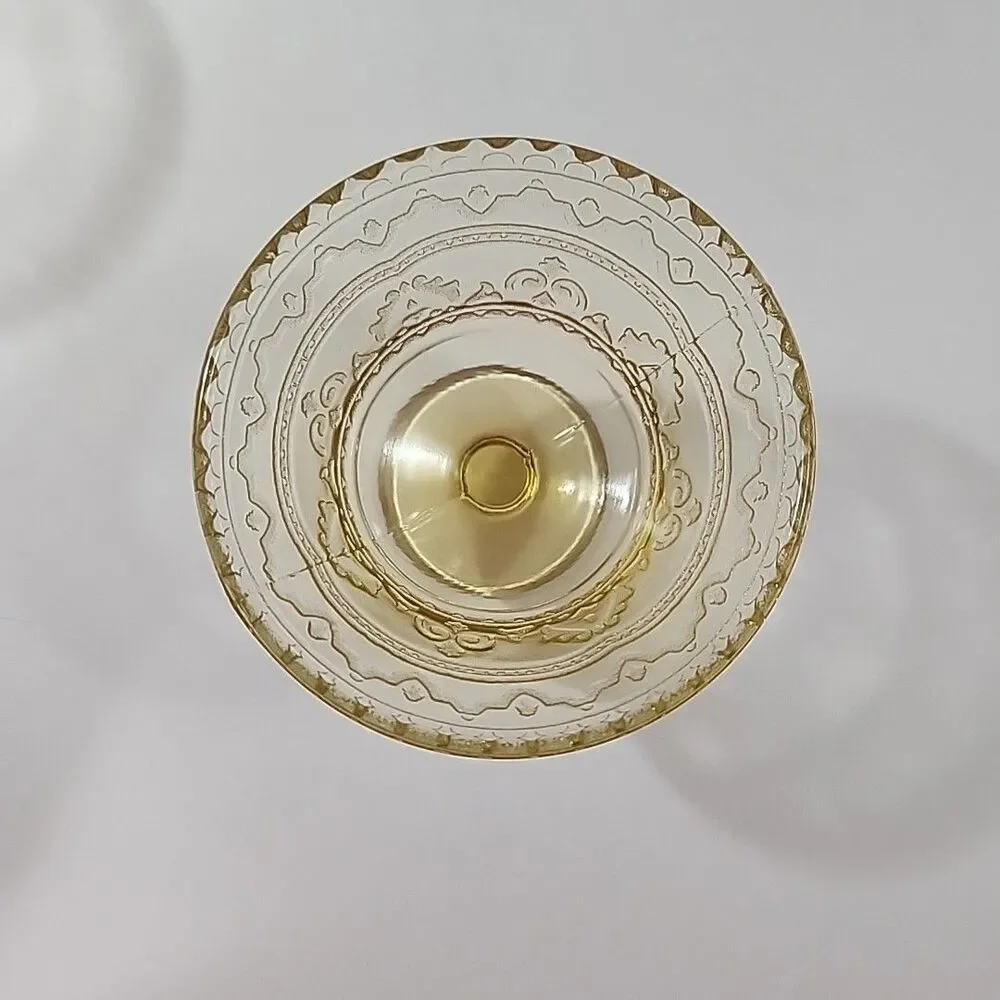 Federal Depression Glass Amber Footed Madrid Cone & Patrician Spoke Dessert Cups